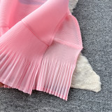 Print Women Summer Loose Slim Fit Casual Pleated Dress