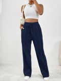 Women Casual Drawstring Vertical Striped Sweatpants