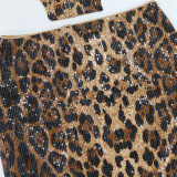 Leopard Strap Irregular Top Bodycon Short Skirt Slim Two-Piece Set
