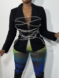 Women's Slim Fit Lace-Up Blazer Solid Color Casual Jacket
