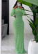 Autumn Round Neck Long Sleeve Flocking Slim Women Dress