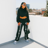 Autumn Women's Fashion Trend Beaded Skull Sweatpants Casual Pants