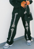Autumn Women's Fashion Trend Beaded Skull Sweatpants Casual Pants