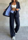 Autumn Fashion Turndown Collar Striped Coat Pants Chic Suit