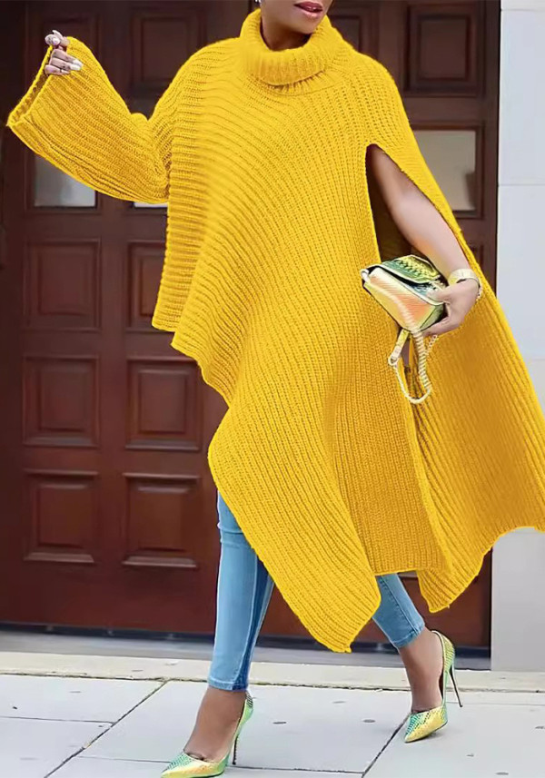 Autumn Winter Women's Solid Color Turtleneck Pullover Fashion Loose Sweater