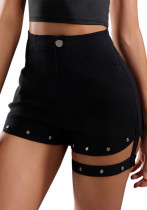 High Waist High Stretch Bodycon Summer Black Casual Shorts