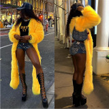 Women Street Style Furry Long Jacket