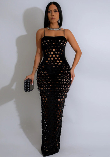 Hollow Strap Sexy Slim Long Dress
