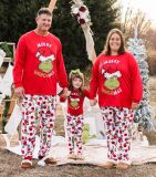 Christmas Long Sleeve Round Neck Printed Pajamas Family Home Parent-Child Set