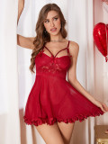 Erotic Lingerie Sexy Women Lace See-Through Strap Nightdress Pajamas