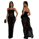Hollow Strap Sexy Slim Long Dress