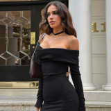 Women Fall Solid Long Sleeve Bodycon Dress