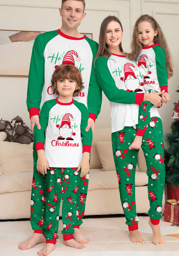 Christmas Family Wear Green Print Santa Claus Long Sleeve Pants Pajama Set