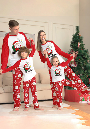 Christmas Family Wear Santa Claus Print Round Neck Pajama Set