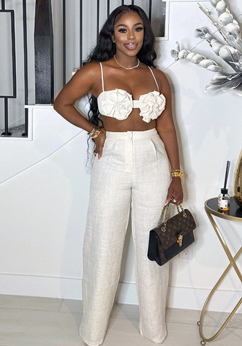 Women Fall Strapless Top and Pant Two Piece Set