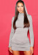 Women Fall Solid Long Sleeve Hooded Gathered Bodycon Dress