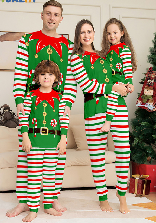 Christmas Family Wear Elf Print Pajama Set