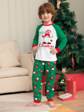 Christmas Family Wear Green Print Santa Claus Long Sleeve Pants Pajama Set