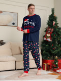 Christmas Family Wear Hat White Beard American Holiday Party Print Pajama Set
