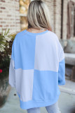 Autumn Winter Casual Patchwork Contrasting Loose Long Sleeve Top