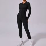 Autumn Winter One-Piece Low Back Tight Fitting Long-Sleeved Sports Jumpsuit