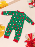 Christmas Family Wear Green Print Santa Claus Long Sleeve Pants Pajama Set