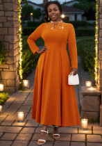 Women's Fashion High Neck A-Line Elegant Beaded Dress Women's Fashion High Neck A-Line Elegant Beaded Dress