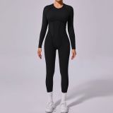 Autumn Winter One-Piece Low Back Tight Fitting Long-Sleeved Sports Jumpsuit