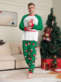 Christmas Family Wear Green Print Santa Claus Long Sleeve Pants Pajama Set