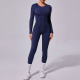 Autumn Winter One-Piece Low Back Tight Fitting Long-Sleeved Sports Jumpsuit