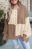 Autumn Winter Casual Patchwork Contrasting Loose Long Sleeve Top
