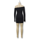 Women Fall Solid Long Sleeve Bodycon Dress