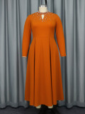 Women's Fashion High Neck A-Line Elegant Beaded Dress