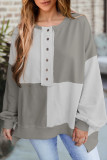 Autumn Winter Casual Patchwork Contrasting Loose Long Sleeve Top