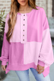 Autumn Winter Casual Patchwork Contrasting Loose Long Sleeve Top