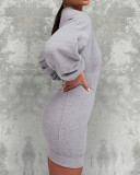 Women Line Design Lantern Sleeve Dress