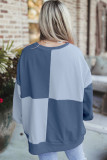 Autumn Winter Casual Patchwork Contrasting Loose Long Sleeve Top