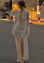 Autumn Sexy Lace Patchwork Fashion Street Slit Long Sleeve Dress Autumn Sexy Lace Patchwork Fashion Street Slit Long Sleeve Dress