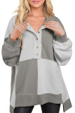Autumn Winter Casual Patchwork Contrasting Loose Long Sleeve Top