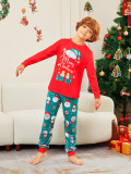 Christmas Family Wear Christmas Hats and Shoes Snowman Santa Claus Print Long Sleeve Pajama Set