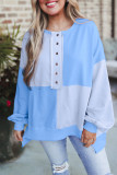 Autumn Winter Casual Patchwork Contrasting Loose Long Sleeve Top