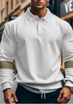 Autumn Winter American Turndown Collar Buttoned Long-Sleeved Men's T-Shirt Loose Color Matching Shirt