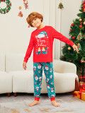 Christmas Family Wear Christmas Hats and Shoes Snowman Santa Claus Print Long Sleeve Pajama Set