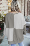 Autumn Winter Casual Patchwork Contrasting Loose Long Sleeve Top