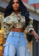 Autumn Crop Drawstring Flower Jacquard Long-Sleeved Women Jacket