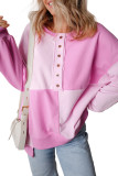 Autumn Winter Casual Patchwork Contrasting Loose Long Sleeve Top