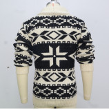 Men's Vintage Jacquard Knitting Turndown Collar Sweater Jacket