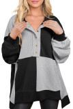 Autumn Winter Casual Patchwork Contrasting Loose Long Sleeve Top