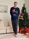 Christmas Family Wear Hat White Beard American Holiday Party Print Pajama Set