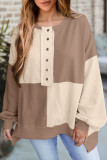 Autumn Winter Casual Patchwork Contrasting Loose Long Sleeve Top